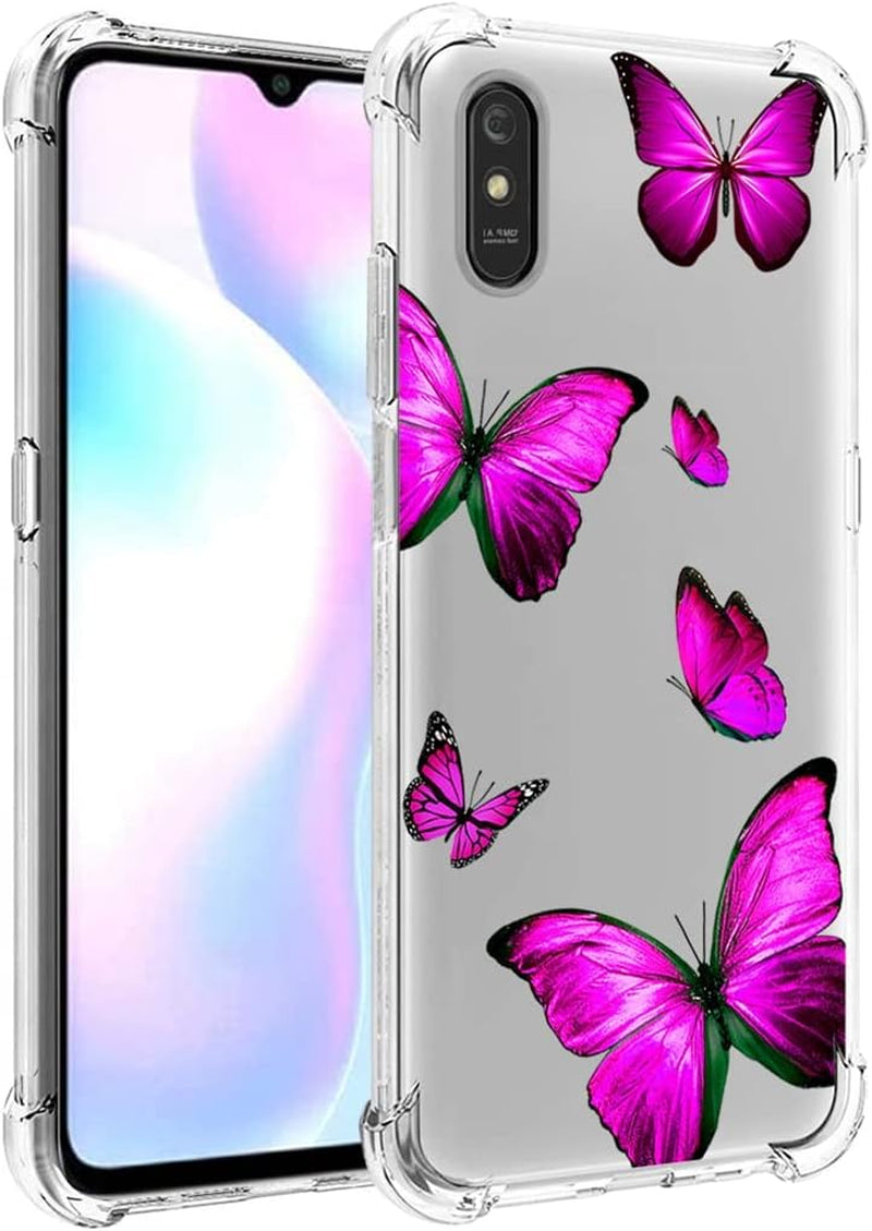 Zoeirc Case for Redmi 9A M2006C3Lg/Redmi 9I M2006C3LII Clear Case for Girls Women, Soft TPU Shockproof Protective Transparent Case Cover for Xiaomi Redmi 9A (Rose Butterfly)  Zoeirc   