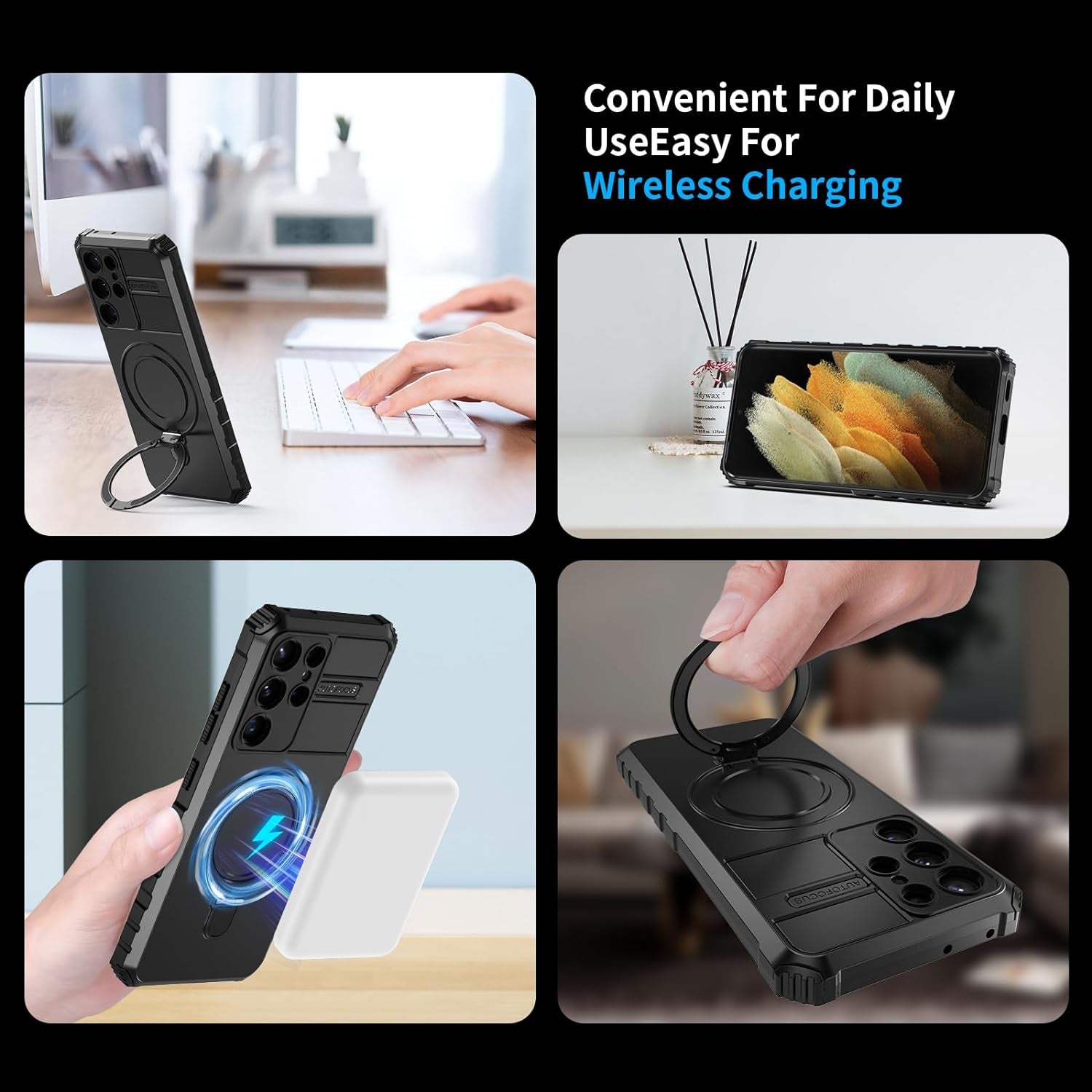 IYTRRYH Magnetic for Samsung Galaxy S21 Ultra Case[Compatible with Magsafe] with Tempered Glass Screen Protector,Military Grade Drop Protection Shockproof Galaxy S21 Ultra Phone Case Man 6.8'' Black  IYTRRYH   