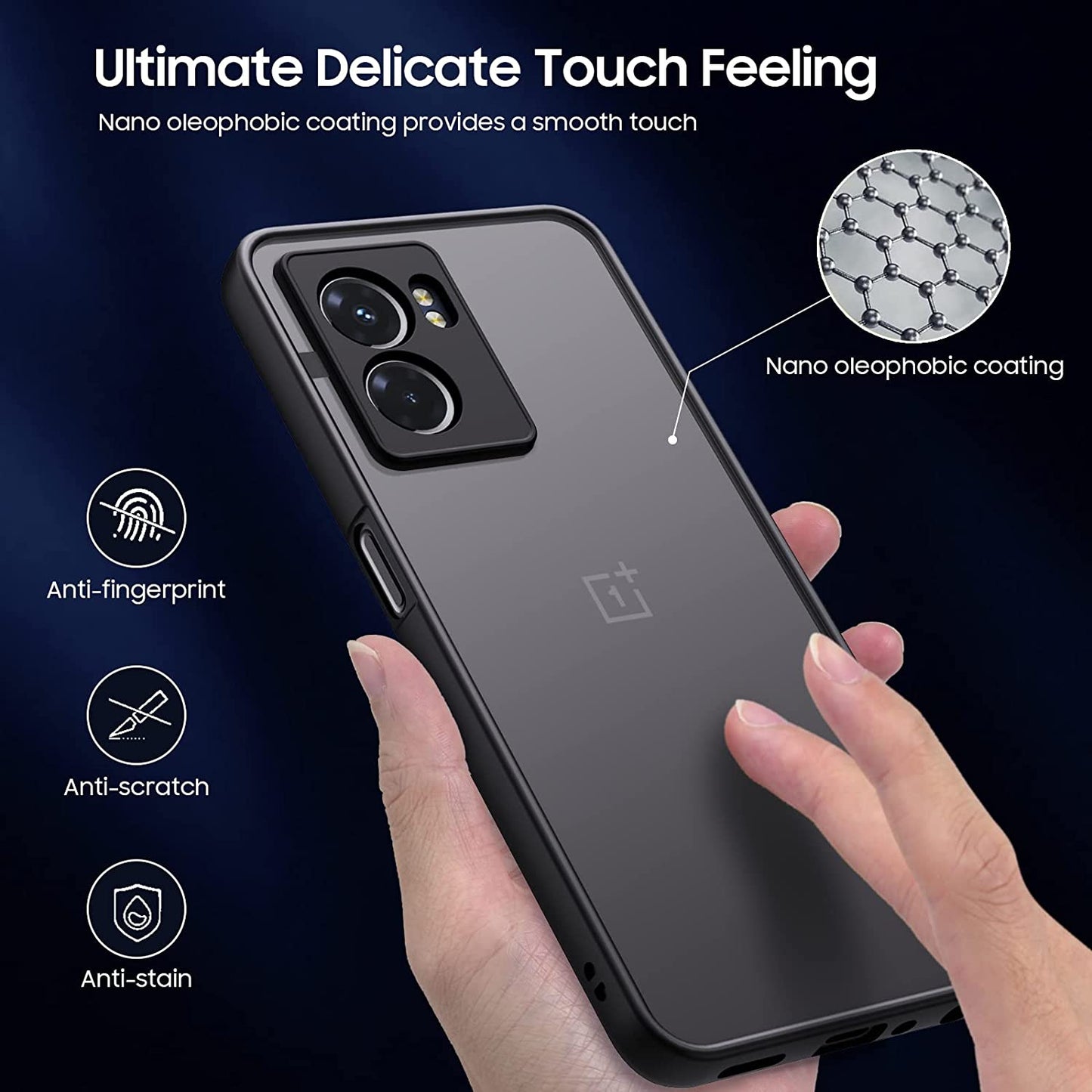 MAKAVO Slim Fit for Oneplus Nord N300 5G Case with Screen Protector [Ultra Thin] [Camera Cover] Full Protection Flexible Bumper Hard Matte PC Back Cover for One plus N300 5G (Black)  MAKAVO   