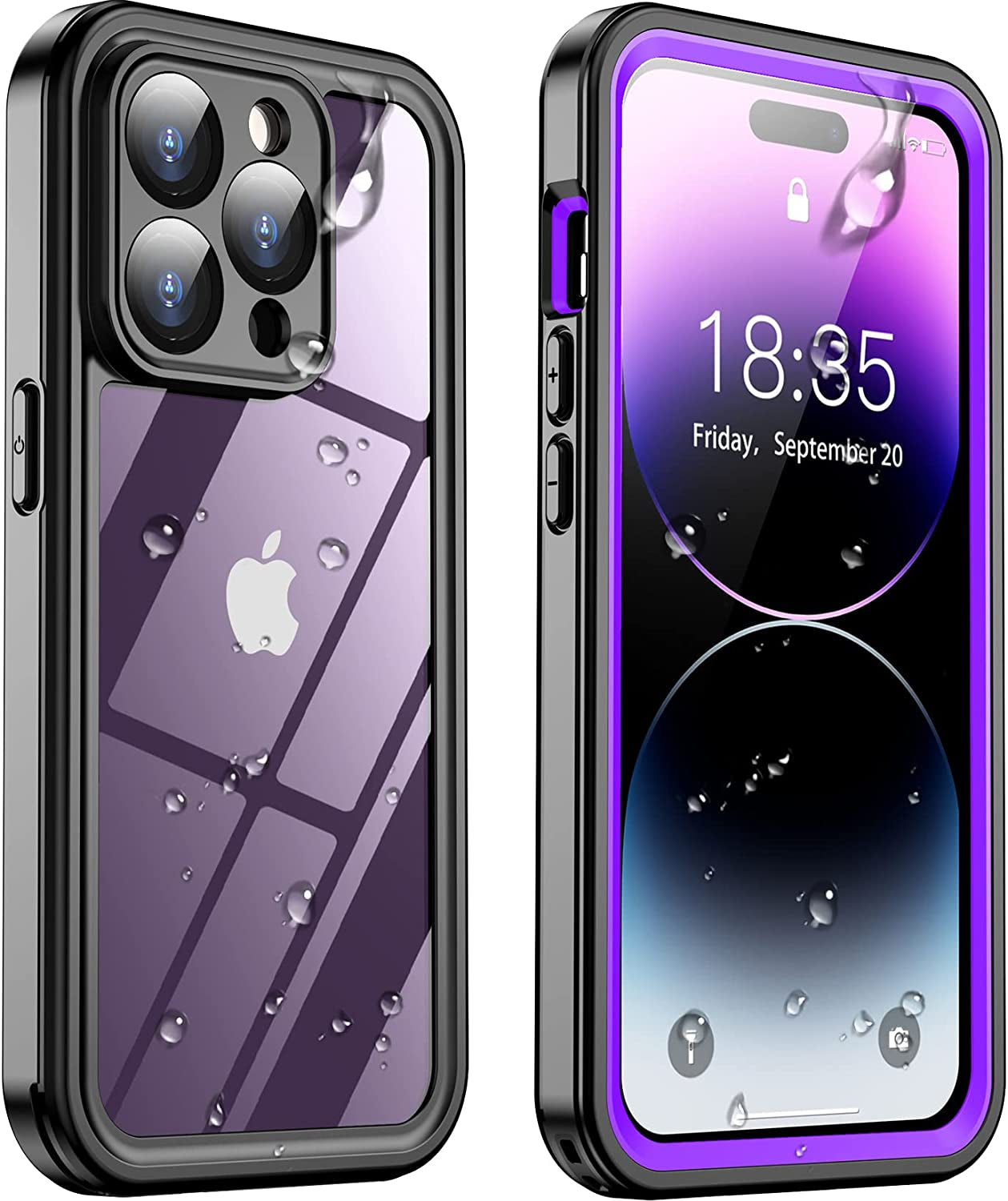 Temdan Magnetic for Iphone 14 Case,[Not Yellowing] with 2 Pack [Glass Screen Protector + Lens Protector] Military Drop Protection Shockproof Slim Iphone 14 Phone Case 6.1"/Clear  Temdan Purple iPhone 14 Pro 6.1 