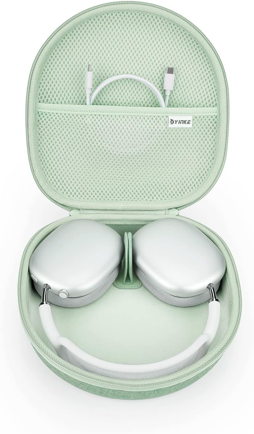 Yinke Smart Case for Apple Airpods Max Supports Sleep Mode, Hard Organizer Portable Carry Travel Cover Storage Bag (Black)  Yinke green  