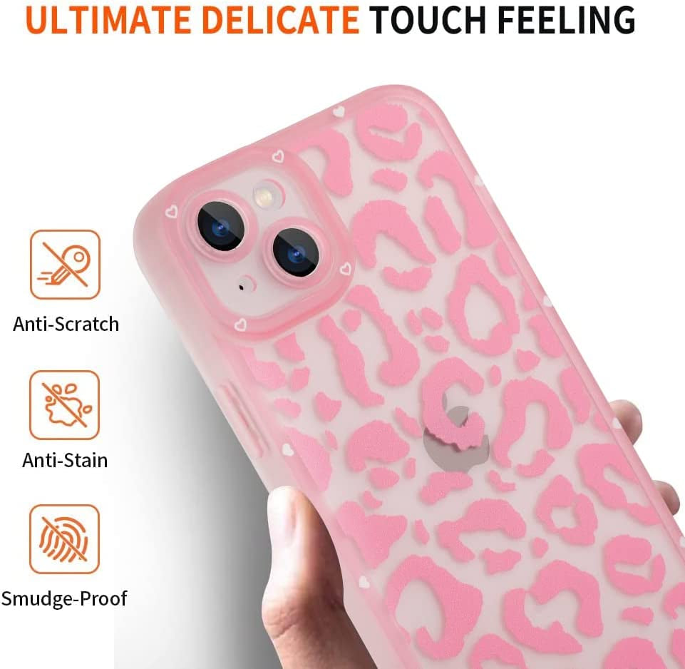 ZIYE for Iphone 13 Case Pink Leopard Pattern Clear Phone Case with Camera Protection,Silicone TPU Phone Protective Cover Cheetah Design Cases Compatible with Iphone 13 6.1 Inch  ZIYE   