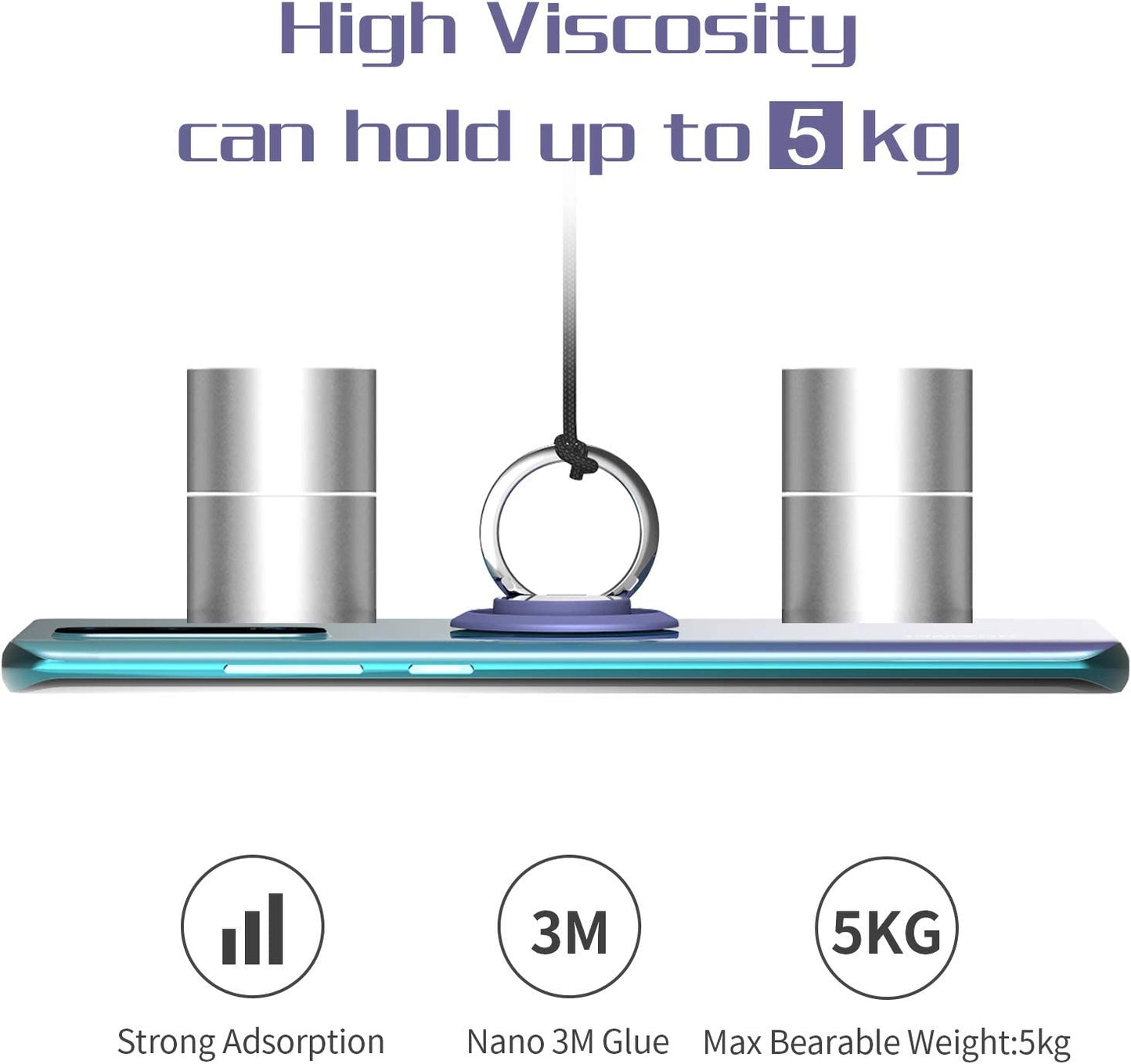 2 Pcs Phone Ring Holder Finger Kickstand, Cell Phone Ring Holder Finger Grip 360 Degree Rotation (Lilac)  YINHEXI   