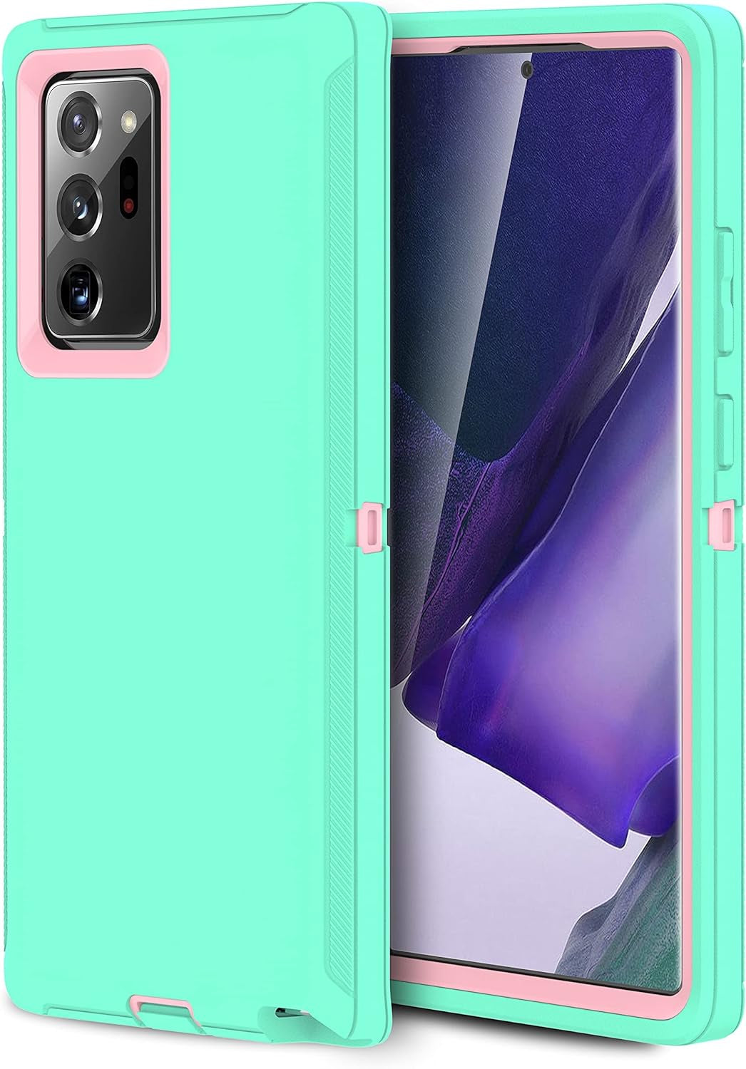 MXX Galaxy Note 20 Ultra Heavy Duty Case - 3 Layers, Rugged Rubber Shockproof Protection (Black)  MXx Accessories inc Aqua/Light Pink Galaxy Note 20 6.7 Inch 