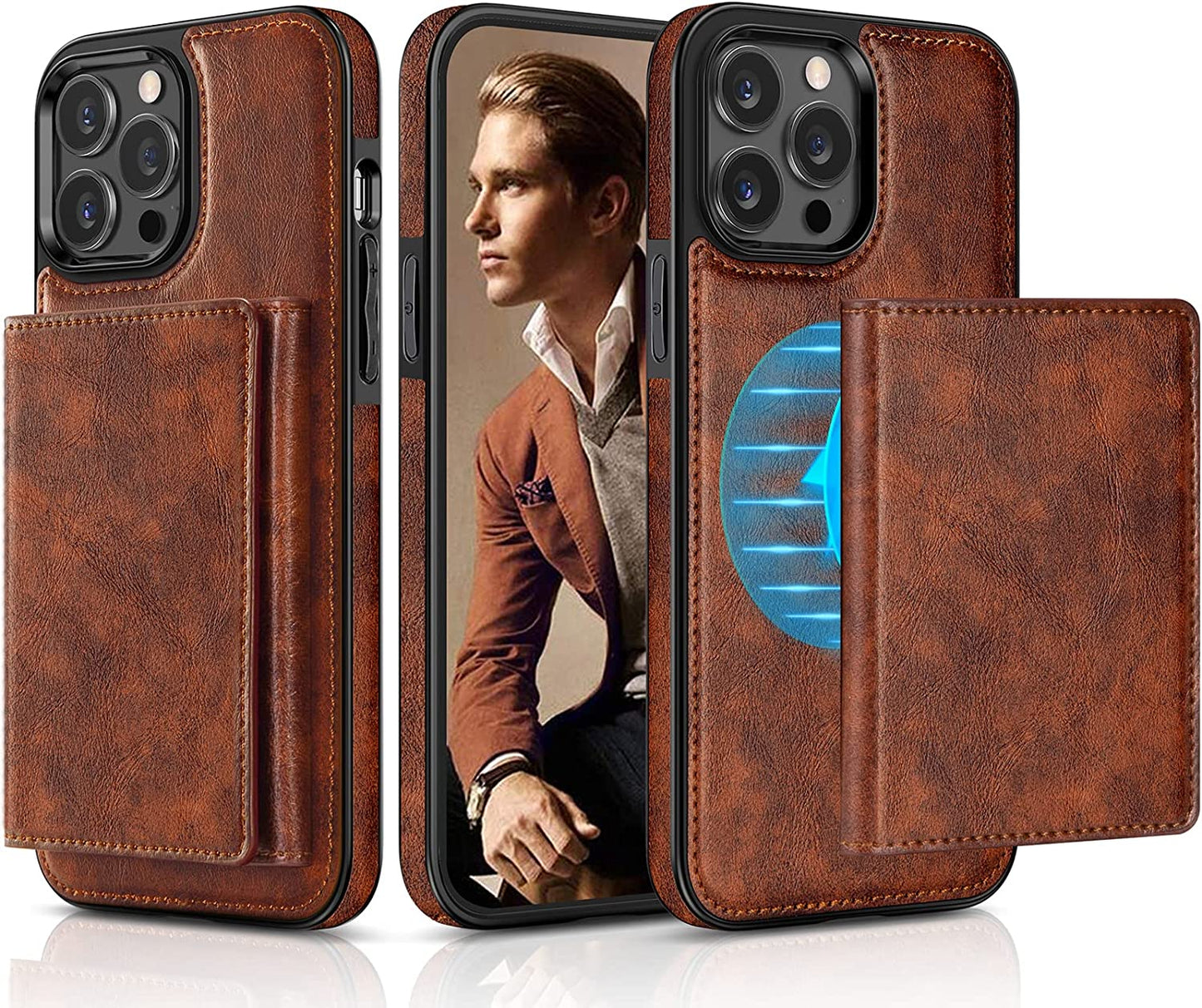 LOHASIC for Iphone 13 Pro Max Wallet Case, Premium Leather Cover Compatible with Mag Safe Charger Magnetic Detachable Wallet 5 Card Holder Kickstand Protective Phone Case for Men 6.7 Inch  LOHASIC   