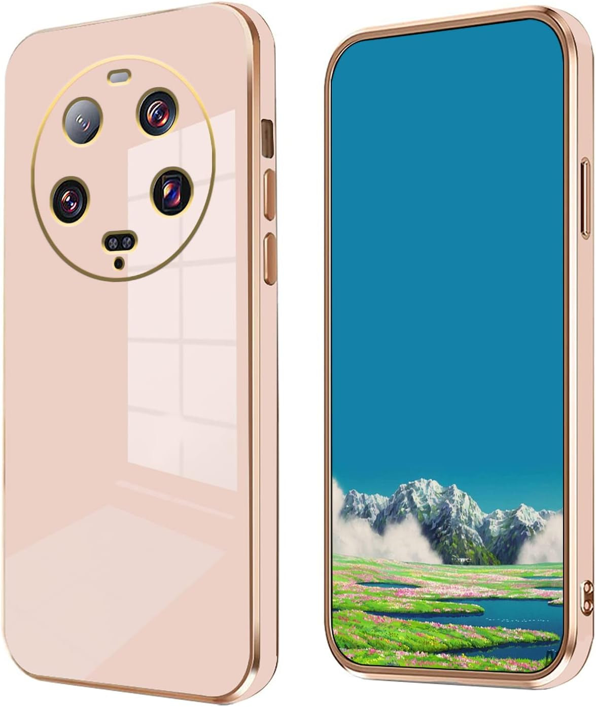 Compatible with Xiaomi 13 Ultra Case for Women Men, Ultra Thin Xiaomi 13 Ultra Phone Case Silicone Cute Shockproof Plating Electroplate Soft Cases Cover (Lavender Grey)  Tiwinxing Pink  