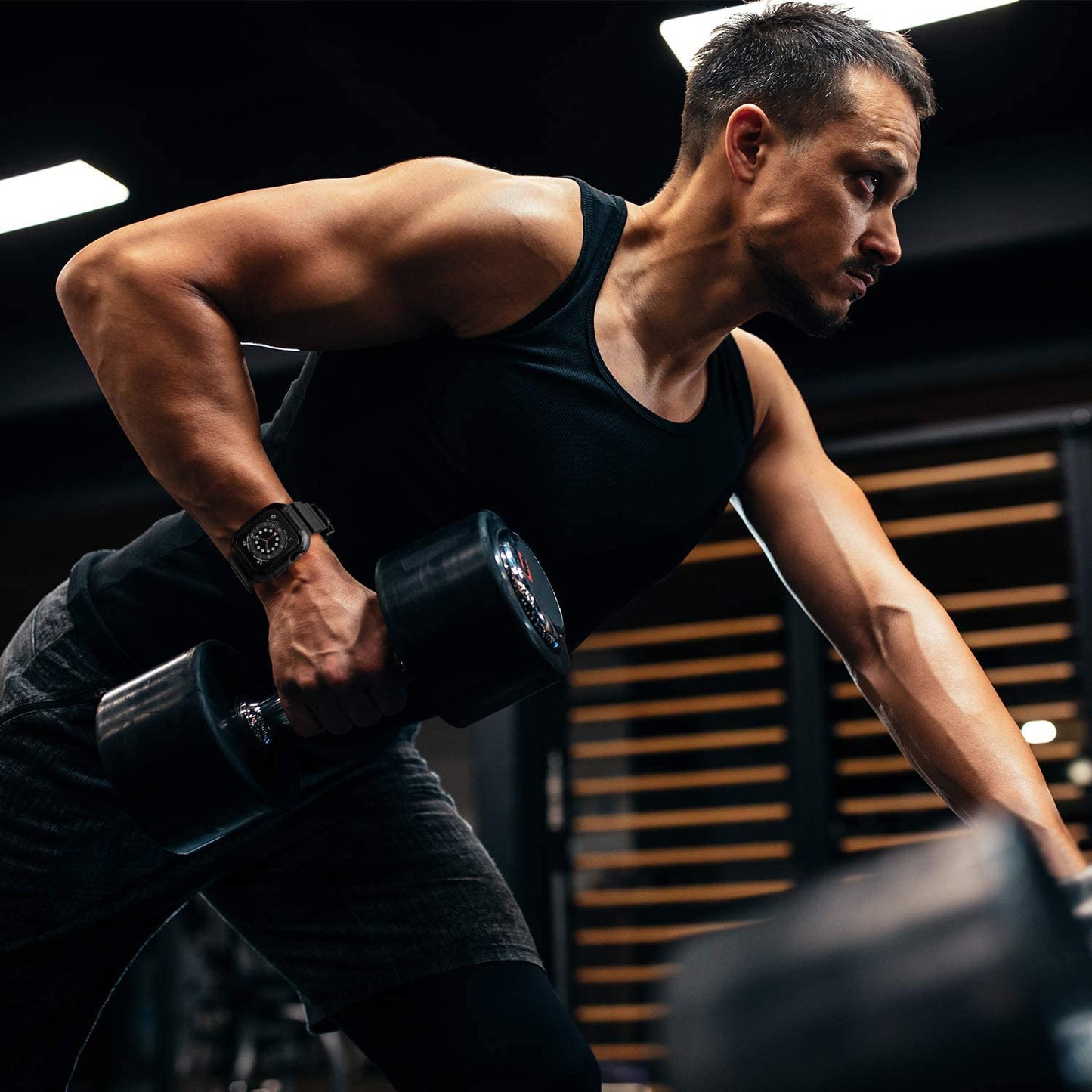 OROBAY Compatible with Apple Watch Band 45Mm 44Mm 42Mm with Case, Shockproof Rugged Band Strap for Iwatch SE SE2 Series 8/7/6/5/4/3/2/1 45Mm 44Mm 42Mm with Bumper Case Cover Men Women, Matte Black  OROBAY   