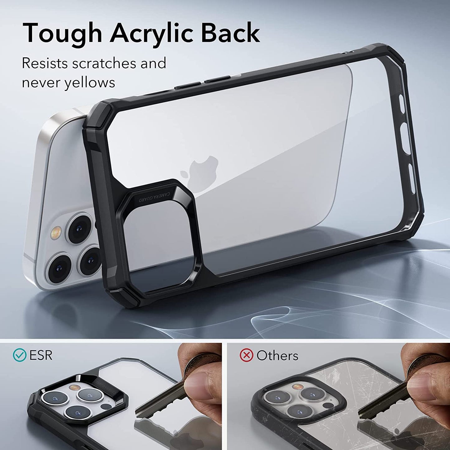ESR for Iphone 14 Pro Case, Military-Grade Protection, Shockproof Air-Guard Corners, Yellowing-Resistant Acrylic Back, Phone Case for Iphone 14 Pro, Air Armor Case, Clear Black  Electronic Silk Road Corp   
