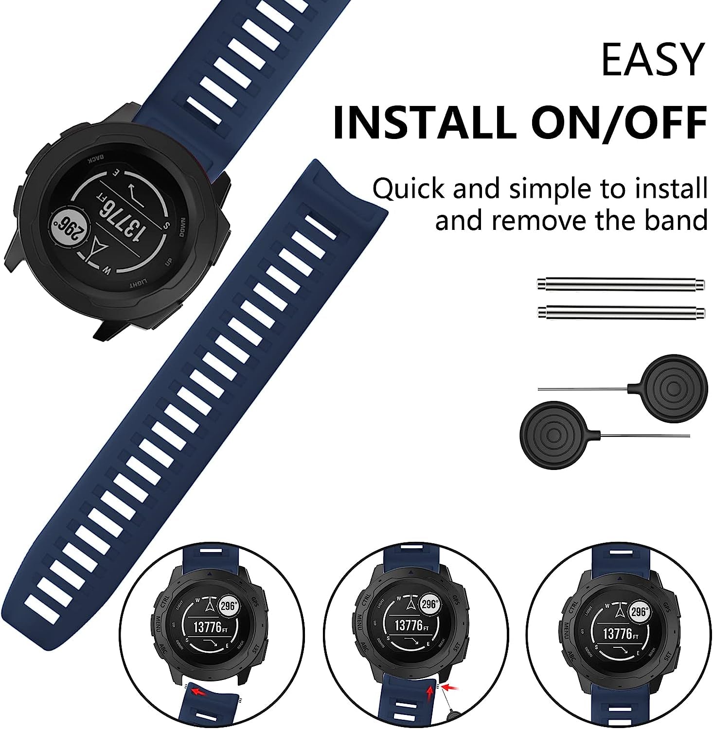 MYSNBKN Compatible with Garmin Instinct Band, Soft Silicone Replacement Watch Strap for Garmin Instinct/ Solar/ Tactical  MYSNBKN   