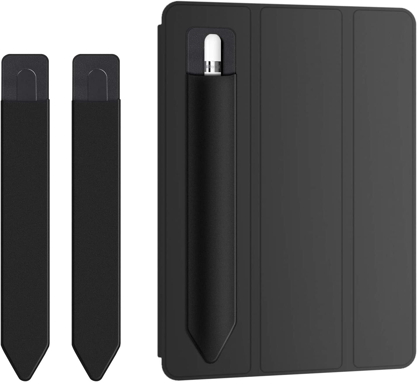 Doormoon Pencil Holder for Apple Ipad 2018 (6Th Gen)/ Ipad Air/ 9.7 / Pro 9.7"/ Pro 10.5"/12.9"/Pro 12.9/,Detachable Elastic Apple Pencil 2Nd Gen Leather Sleeve Pocket Pouch (Black X 2)  Doormoon   