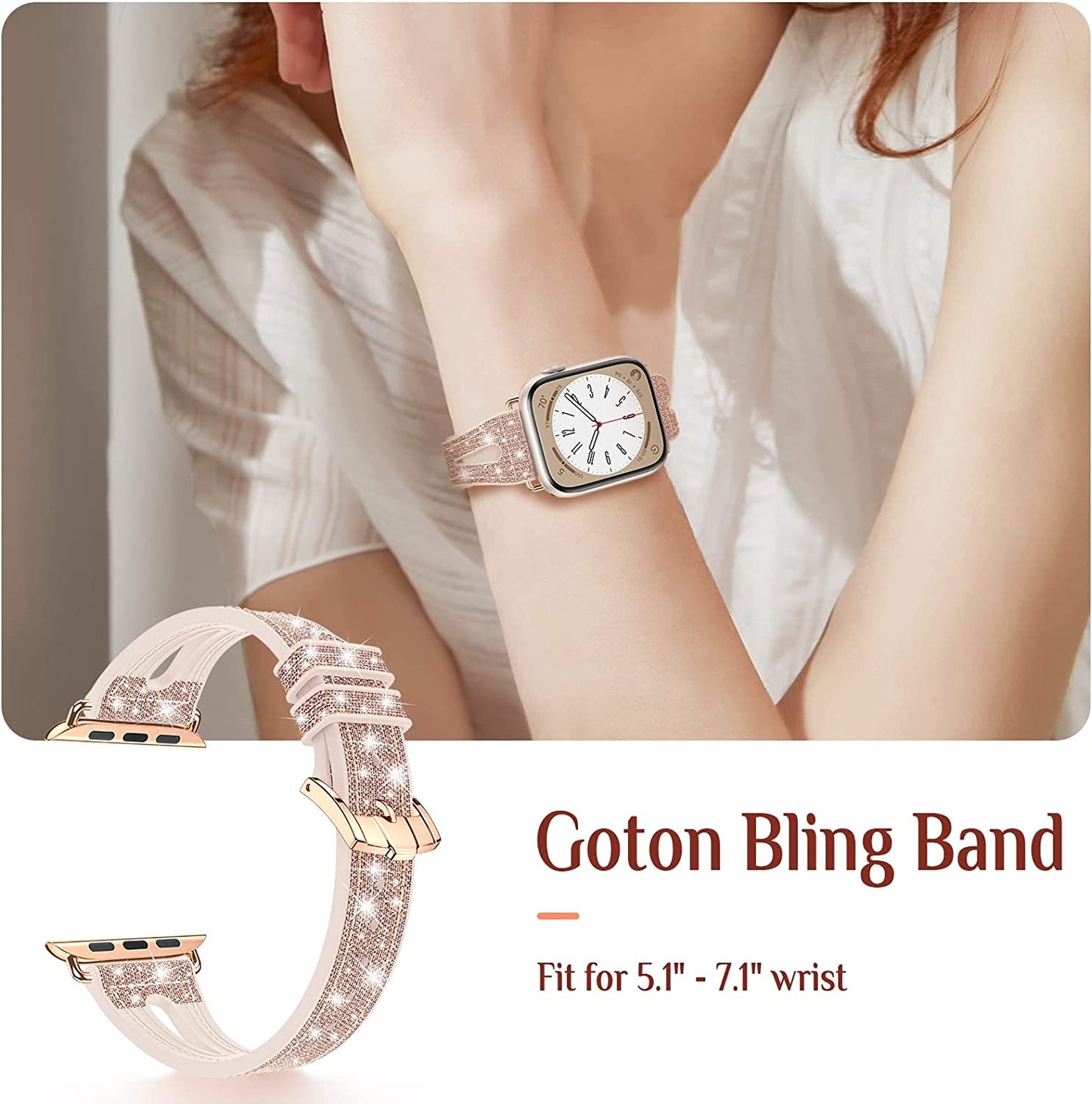 Goton Bling Band for Apple Watch Bands 49Mm 45Mm 44Mm 42Mm 41Mm 40Mm 38Mm Ultra Series 8 7 6 5 4 3 2 1 SE, Women Glitter Silicone Strap Accessories Designed for Iwatch All Series  Yin-Goton   