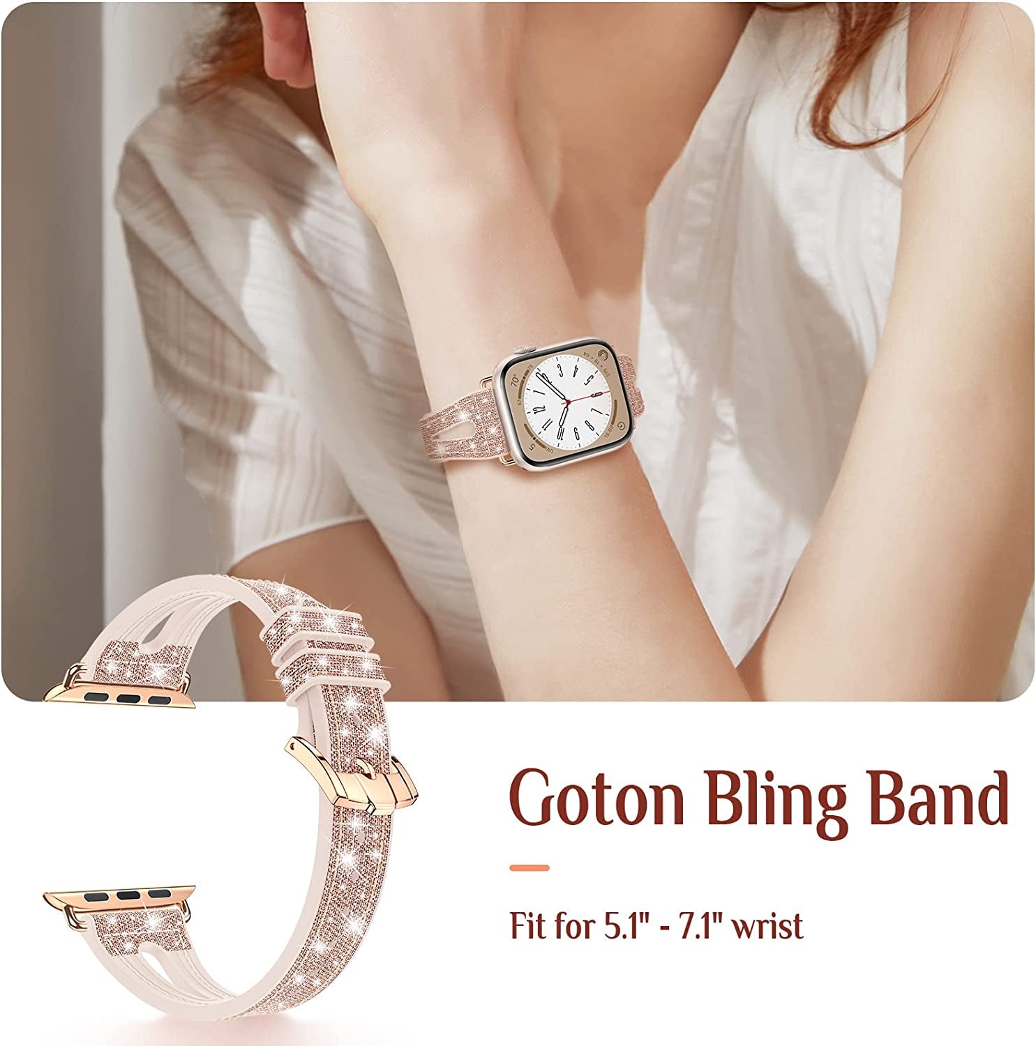 Goton Bling Band for Apple Watch Bands 49Mm 45Mm 44Mm 42Mm 41Mm 40Mm 38Mm Ultra Series 8 7 6 5 4 3 2 1 SE, Women Glitter Silicone Strap Accessories Designed for Iwatch All Series  Yin-Goton   