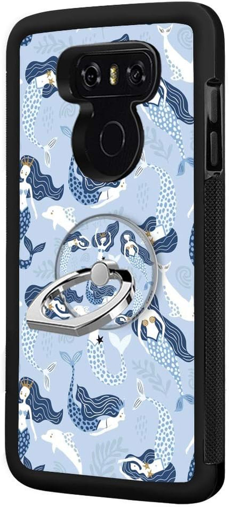Designed for LG G6 Case,Silicone Slim Shockproof Phone Case with Metal Finger Ring Clasp Suitable for Men and Women, Butterfly  YQCi Mermaids  