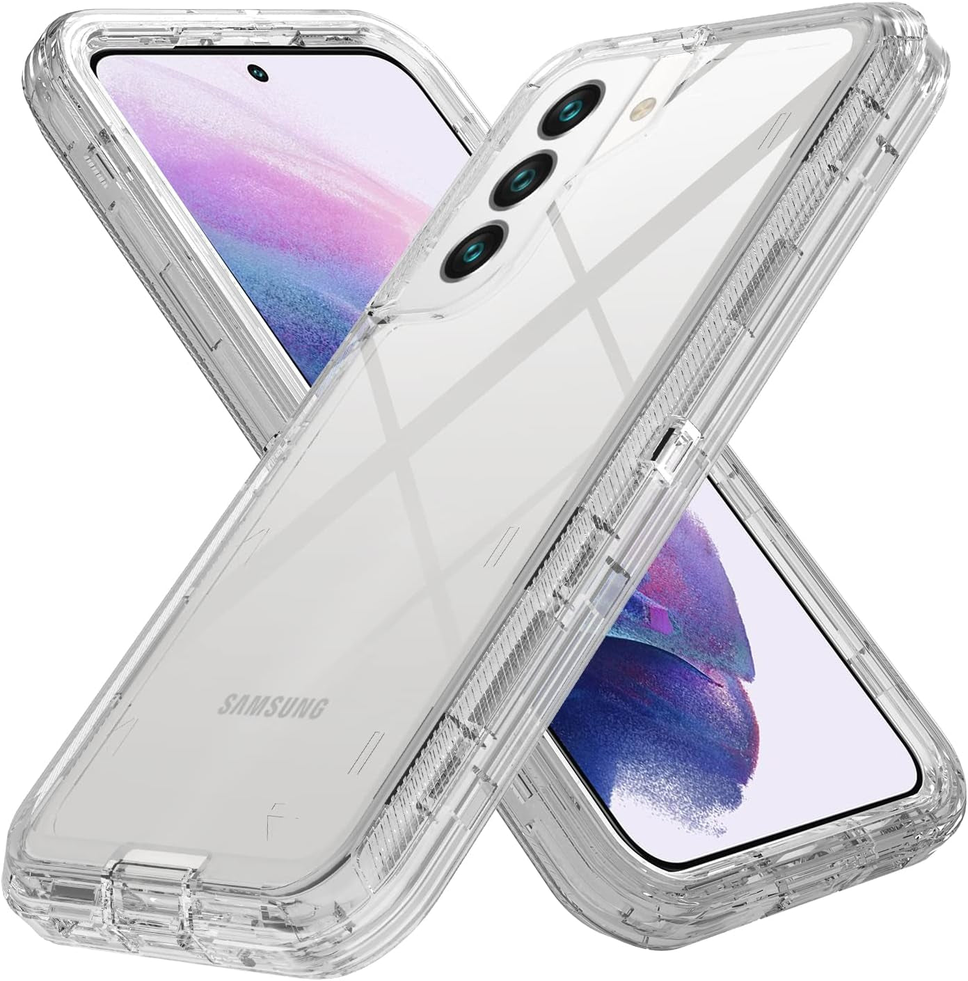 Anloes Defender Case for Samsung Galaxy S22 5G, Galaxy S22 5G Phone Case Heavy Duty Shockproof Dustproof 3 in 1 Rugged Protective Bumper Cover for S22 5G Black(Without Built-In Screen Protector)  Anloes Clear  