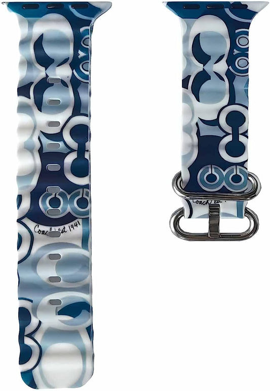 Luxury Sport Band Compatible with Apple Watch Ocean Band 49MM 38MM 40MM 41MM 42MM 44MM 45Mm,Designer Classic Monogram Retro Soft Strap Replacement Sport Wristbands for Iwatch Series 8 7 6 5 4 3 2 1 SE  Cairiocoin   