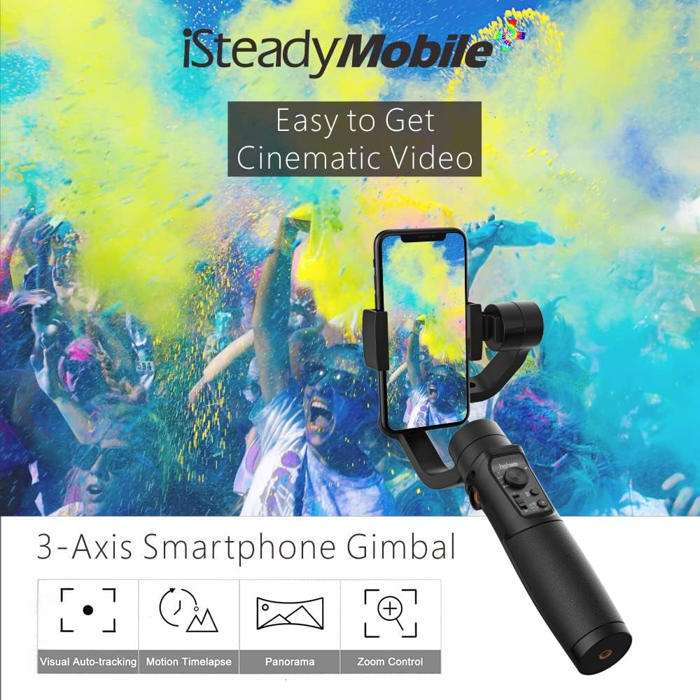 Hohem Isteady Mobile+ 3-Axis Handheld Gimbal Stabilizer Auto-Tracking Motion Time Lapse Panoramic Photography Zoom Control Max. Payload 280G Replacement for Iphone 13/12/11/X Pro Max 8 Smartphones  hohem   