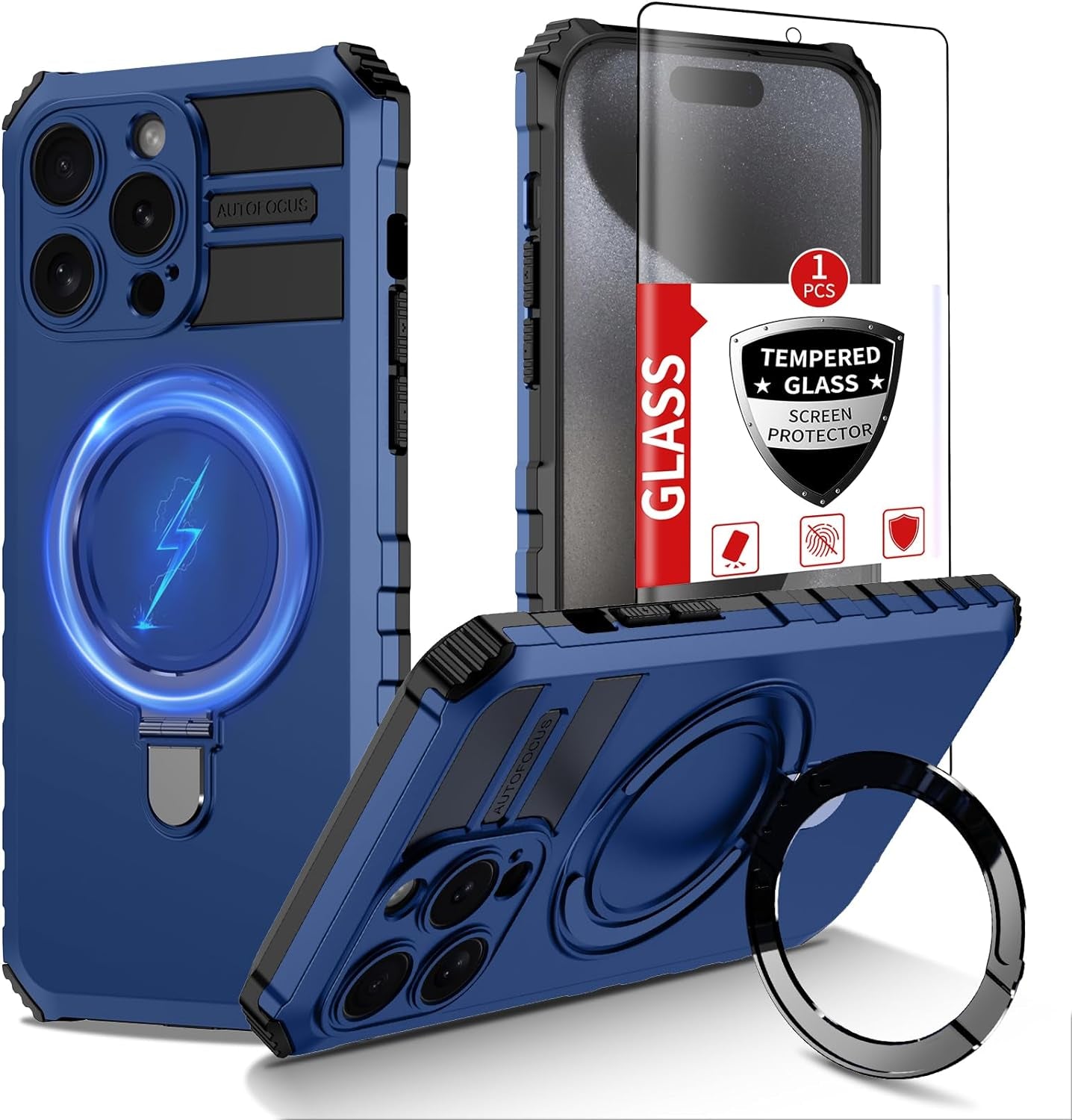 IYTRRYH Magnetic for Samsung Galaxy S21 Ultra Case[Compatible with Magsafe] with Tempered Glass Screen Protector,Military Grade Drop Protection Shockproof Galaxy S21 Ultra Phone Case Man 6.8'' Black  IYTRRYH Blue Iphone 15 Pro Max 