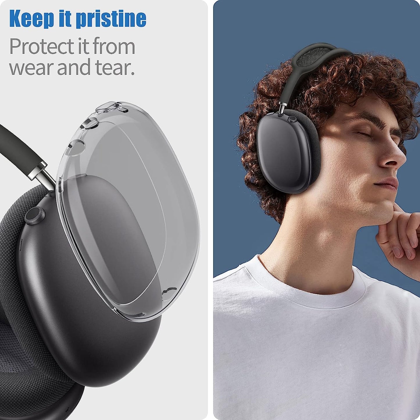 KOREDA for Airpod Max Case, Clear Soft TPU Anti-Scratch Protective Case Cover, No Yellowing Transparent Accessories for Apple Airpods Max (Clear Black)  KOREDA   