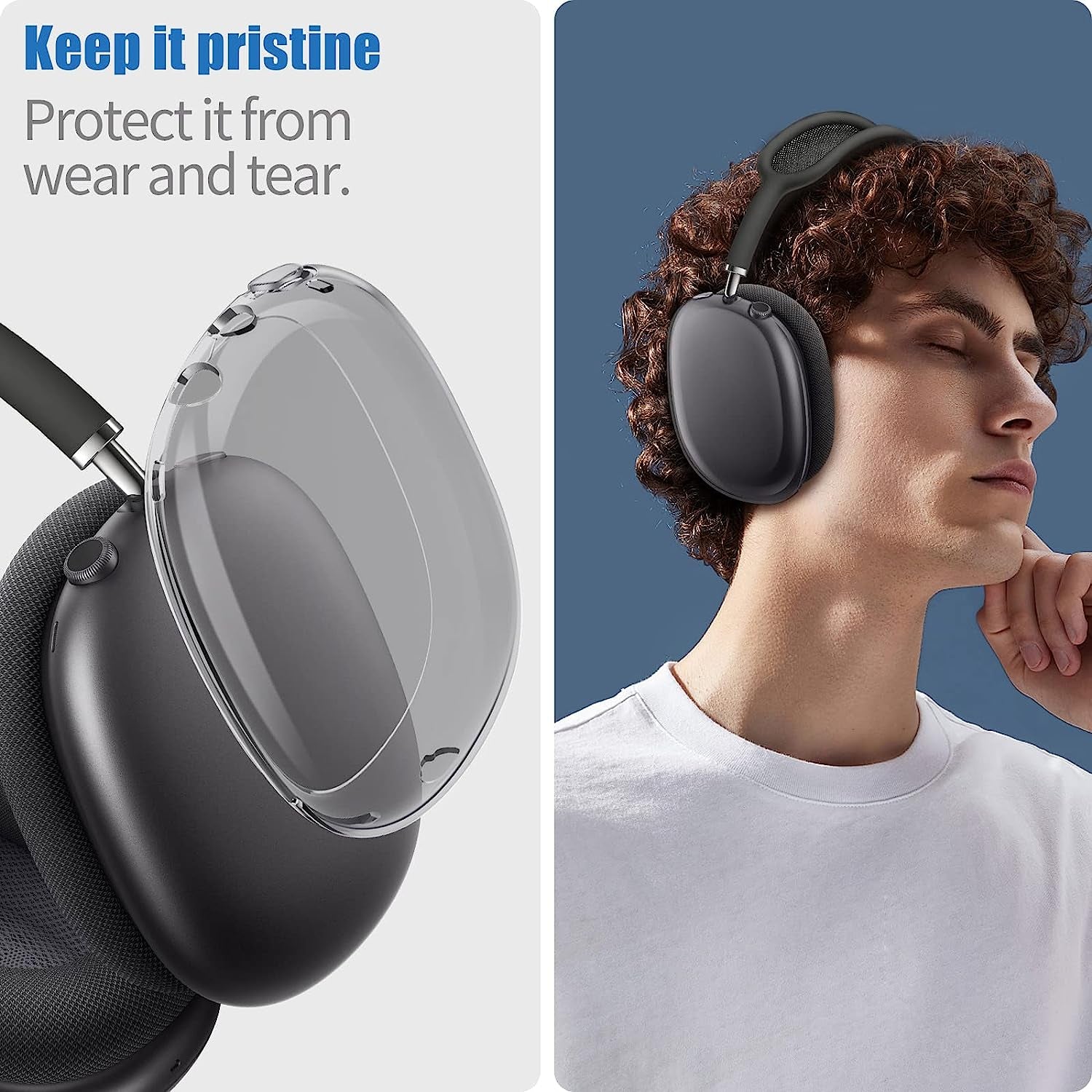 KOREDA for Airpod Max Case, Clear Soft TPU Anti-Scratch Protective Case Cover, No Yellowing Transparent Accessories for Apple Airpods Max (Clear Black)  KOREDA   