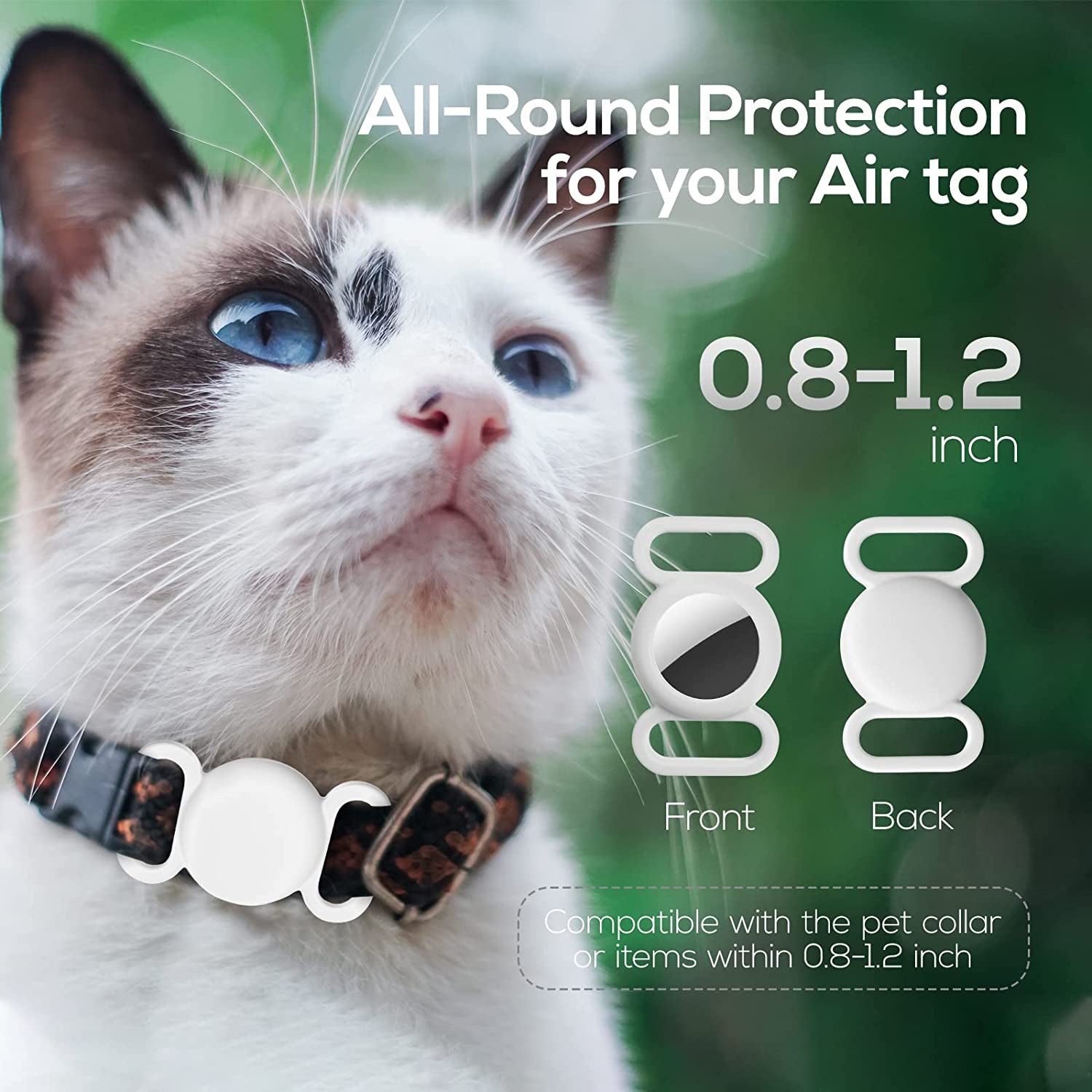 Air Tag Dog Collar Holder(2 Pack), Protective Silicone Pet Collar Case for Apple Air Tag 2021, Anti-Lost Air Tag Case Holder Compatible with Cat Dog Collars Charms & Pets Accessories - Black & White  typecase   