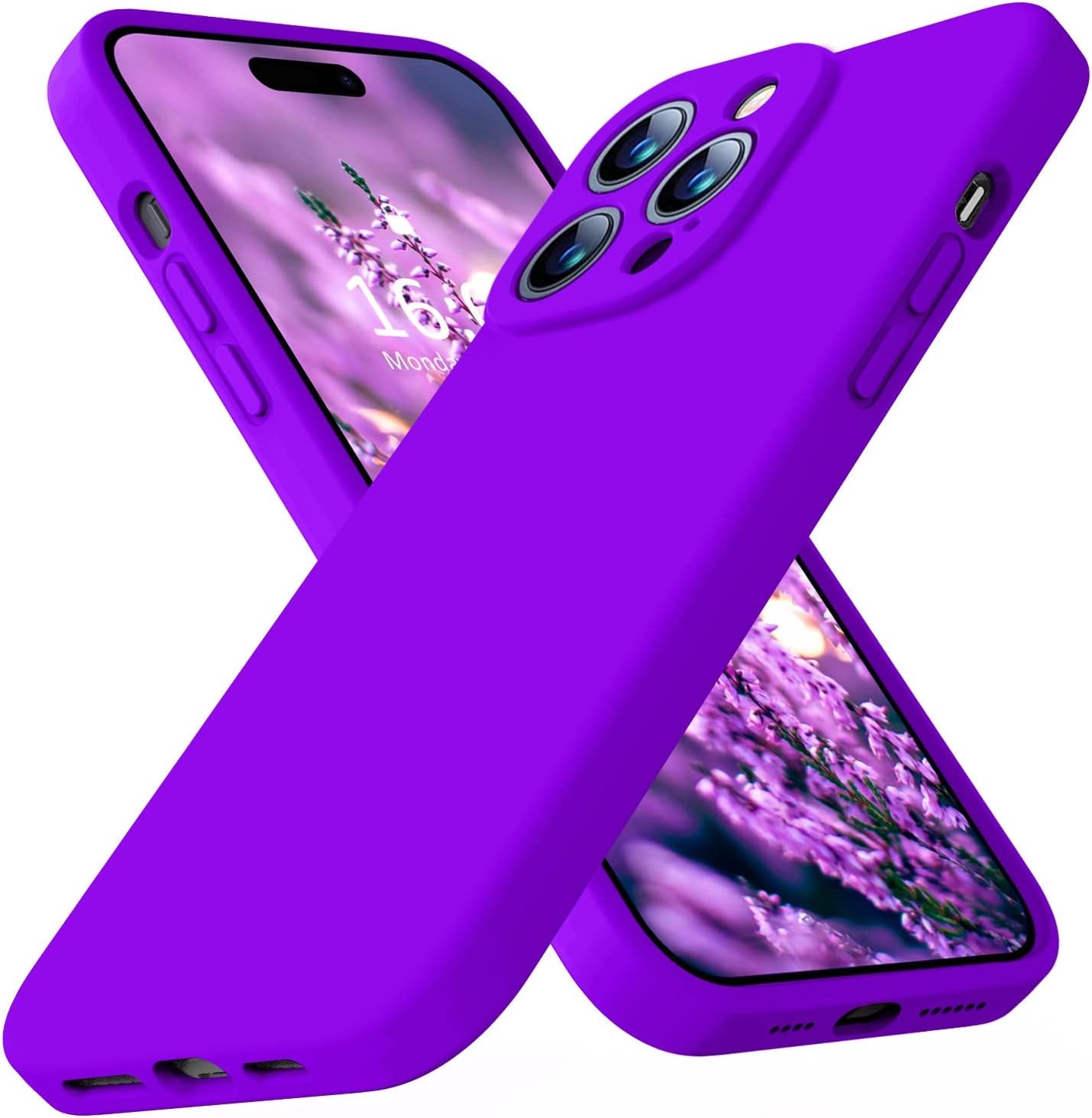 Ktele Compatible with Iphone 14 Pro Case, Ab-Grade Liquid Silicone Case, [Four Corner 50+Tiny Airbags Shockproof] [Soft Microfiber Lining Anti-Scratch] Camera All-Round Protection Case-Blue  Ktele Neon Purple  
