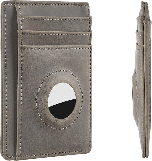 Hawanik Holder for Airtag Wallet Genuine Leahter Slim Minimalist Card Holder Compatible with Airtag Crazy Horse Leather Upgraded Version  Hawanik   