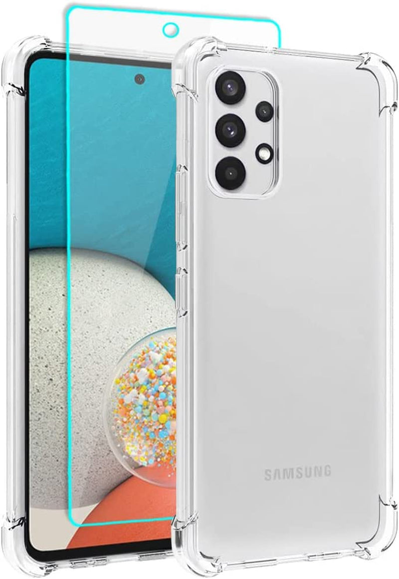 For Samsung A53 5G Case, Galaxy A53 5G Case with HD Screen Protector, [Military Grade 16Ft. Drop Tested] Ring Shockproof Protective Phone Case for Samsung Galaxy A53 5G,Blue  Yanmen Clear  