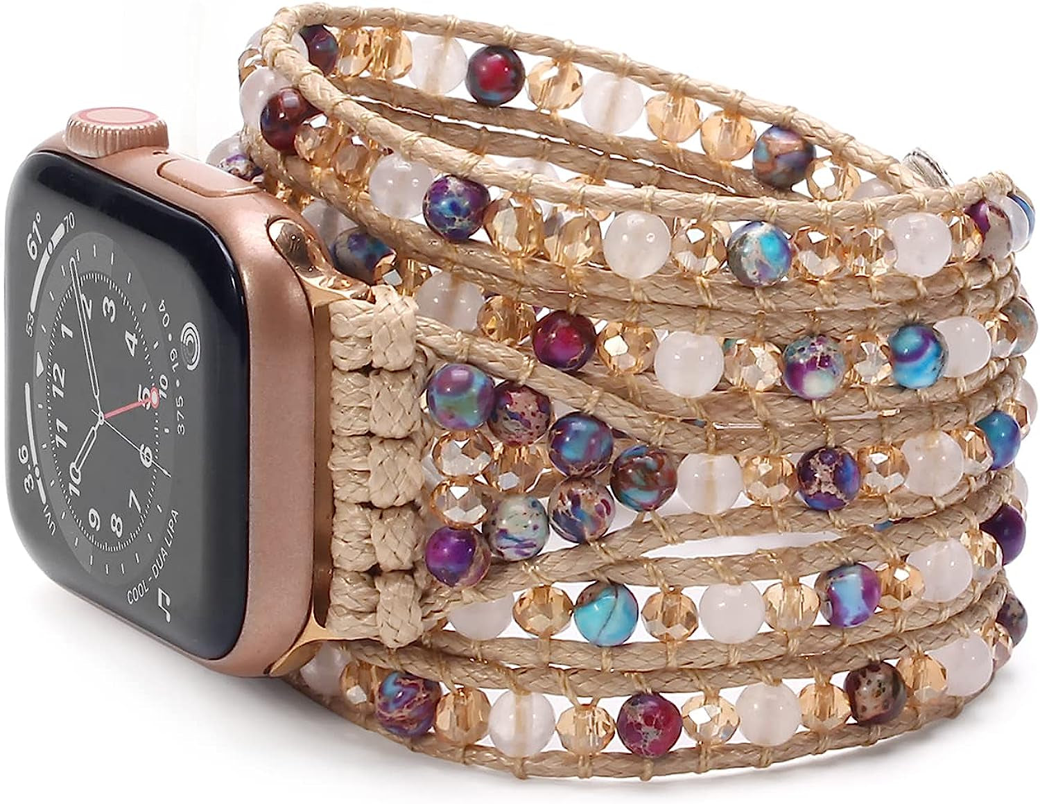 Wingoden Beaded Boho Watch Band Compatible Apple Watch Band 41Mm/38Mm/40Mm 49Mm/45Mm/44Mm/42Mm 5 Wrap Watch Bracelet Apple Watch Strap for Women Men Natural Stone Iwatch Band Series 8/7/6/5/4/3/2/1/Se/Ultra  Wingoden Multicolor 38mm/40mm/41mm(Fit 6"-6.7" wrist) 