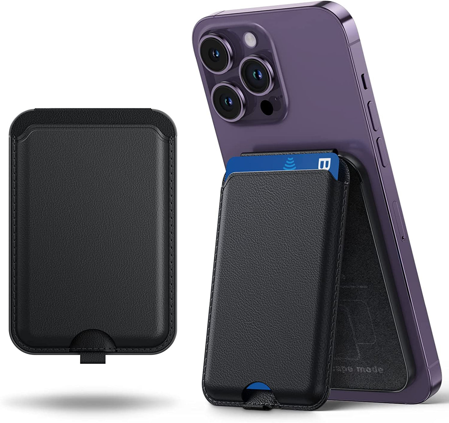 TAURI Magnetic Card Wallet Holder, Leather Magsafe Wallet Stand, Compatible with Iphone 14/14 Plus/14 Pro/14 Pro Max and 13/12 Series, Not Compatible with 13/12 Mini, 3 Card Holder, Black  TAURI   