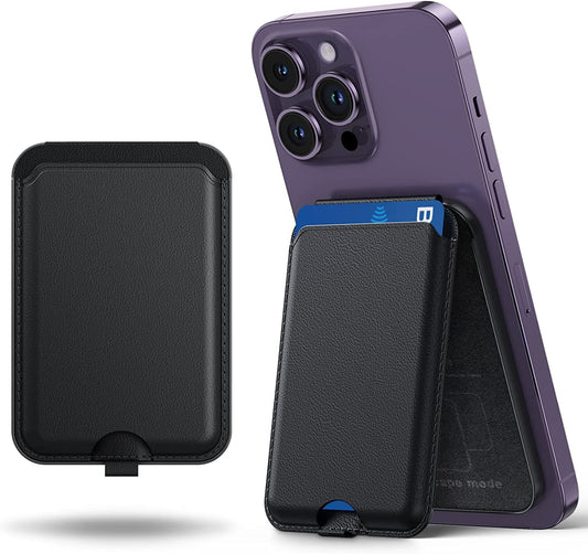 TAURI Magnetic Card Wallet Holder, Leather Magsafe Wallet Stand, Compatible with Iphone 14/14 Plus/14 Pro/14 Pro Max and 13/12 Series, Not Compatible with 13/12 Mini, 3 Card Holder, Black  TAURI   