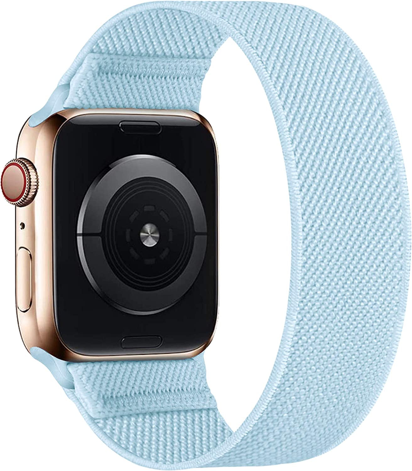 ENJINER Stretchy Nylon Solo Loop Bands Compatible with Apple Watch 38Mm 40Mm 41Mm 42Mm 44Mm 45Mm 49Mm Ultra Iwatch Series 8 7 SE 6 5 4 3 2 1 Strap, Sport Elastic Braided Women Men No Buckles Clasps Replacement Wristband  ENJINER Sky Blue 38/40/41mm S(wrists 5.43"-6.18"/138-157mm) 