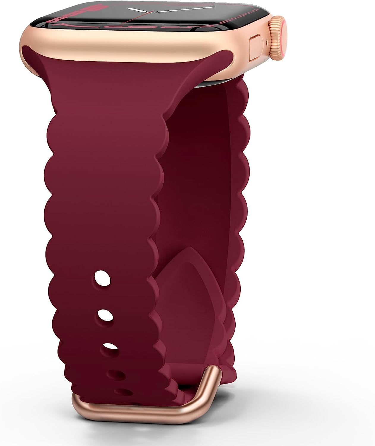 Sunnywoo Lace Silicone Band Compatible with Apple Watch Bands 38Mm 40Mm 41Mm 44Mm 42Mm 45Mm 49Mm, Women Soft Sport Strap Wristband Replacement for Iwatch Series Ultra 8 SE 7 6 5 4 3 2 1  Sunnywoo Burgundy 42/44/45/49mm 