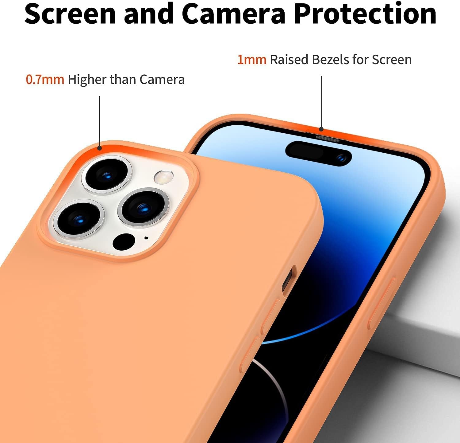 Amytor Designed for Iphone 14 Pro Case, Silicone Ultra Slim Shockproof Phone Case with Soft Anti-Scratch Microfiber Lining, [Enhanced Camera Protection] 6.1 Inch (Coral)  Amytor   