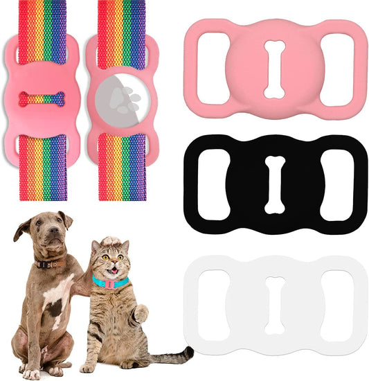 Airtag Dog Collar Holder for Pets 3Pack Air Tag Holder Portable Air Tag Case Cover for Air Tag Dog Collar Holder,Anti-Lost Air Tag Holder for Dog Collar Cats Backpack (Blackpinkwhite)  AVYDIIF   