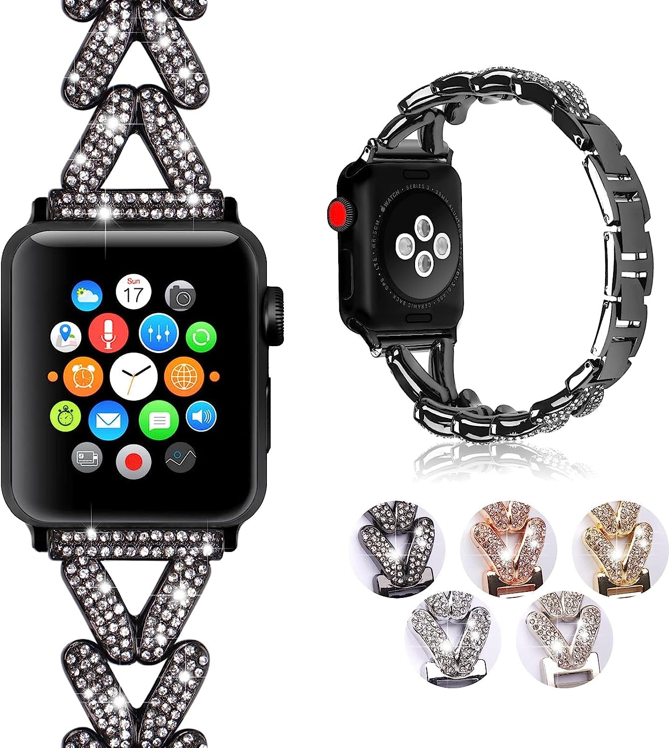 Add Bling to Your Watch with Our Metal Diamond Band - Compatible with Apple Watch Series 8/7/6/5/4/3/2/1/Se/Ultra- Shiny and Stylish for Women in Sizes 38Mm 40Mm 41Mm 42Mm 44Mm 45Mm 49Mm  Dnoivr Black 42 / 44 / 45 / 49mm 