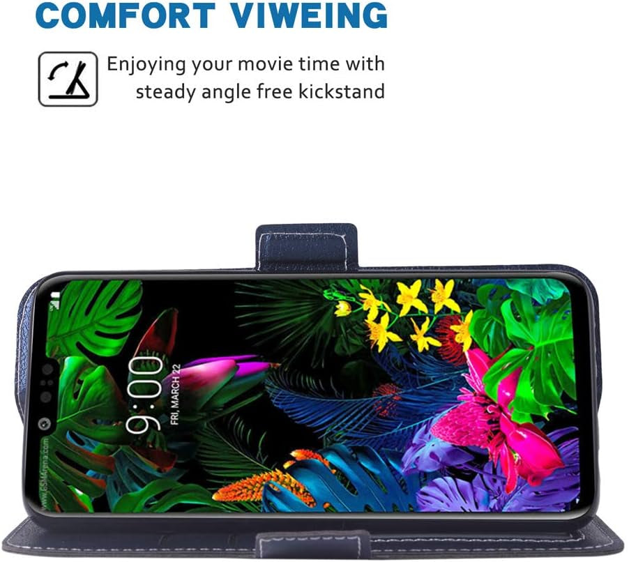 Phone Case for LG G8 Thinq Folio Flip Wallet Case,Pu Leather Credit Card Holder Slots Full Body Protection Kickstand Hard Hybrid Protective Phone Cover for LGG8 Thin Q G 8 G8Thinq Lgg8Thinq Dark Blue  WWAAYSSXA   