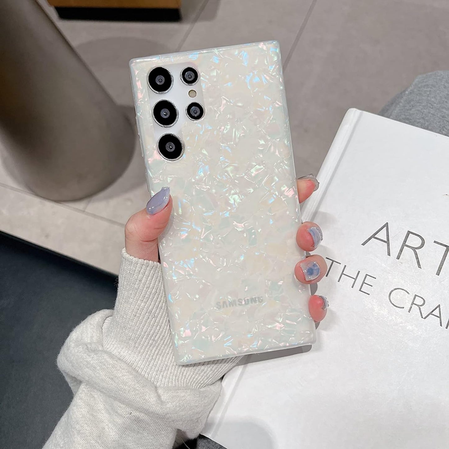 J.West Galaxy S22 Ultra Case 5G, Luxury Sparkle Glitter Translucent Clear Colorful Opal Pearly Thinfoil Design Shiny Print Soft Silicone Cover for Women Girls Slim TPU Protective Phone Case  J.west   