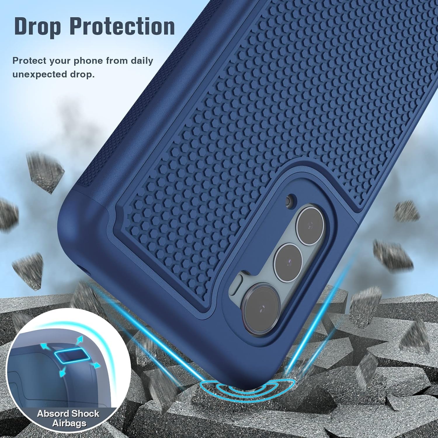 JXVM for Motorola Moto Edge 2022 Case: Moto Edge 5G UW 2022 Dual Layer Case | Shockproof Protective Cell Phone Cover with Hybrid Sturdy Textured Shell - Drop Proof Protection - 6.6 Inches (Blue)  JXVM   