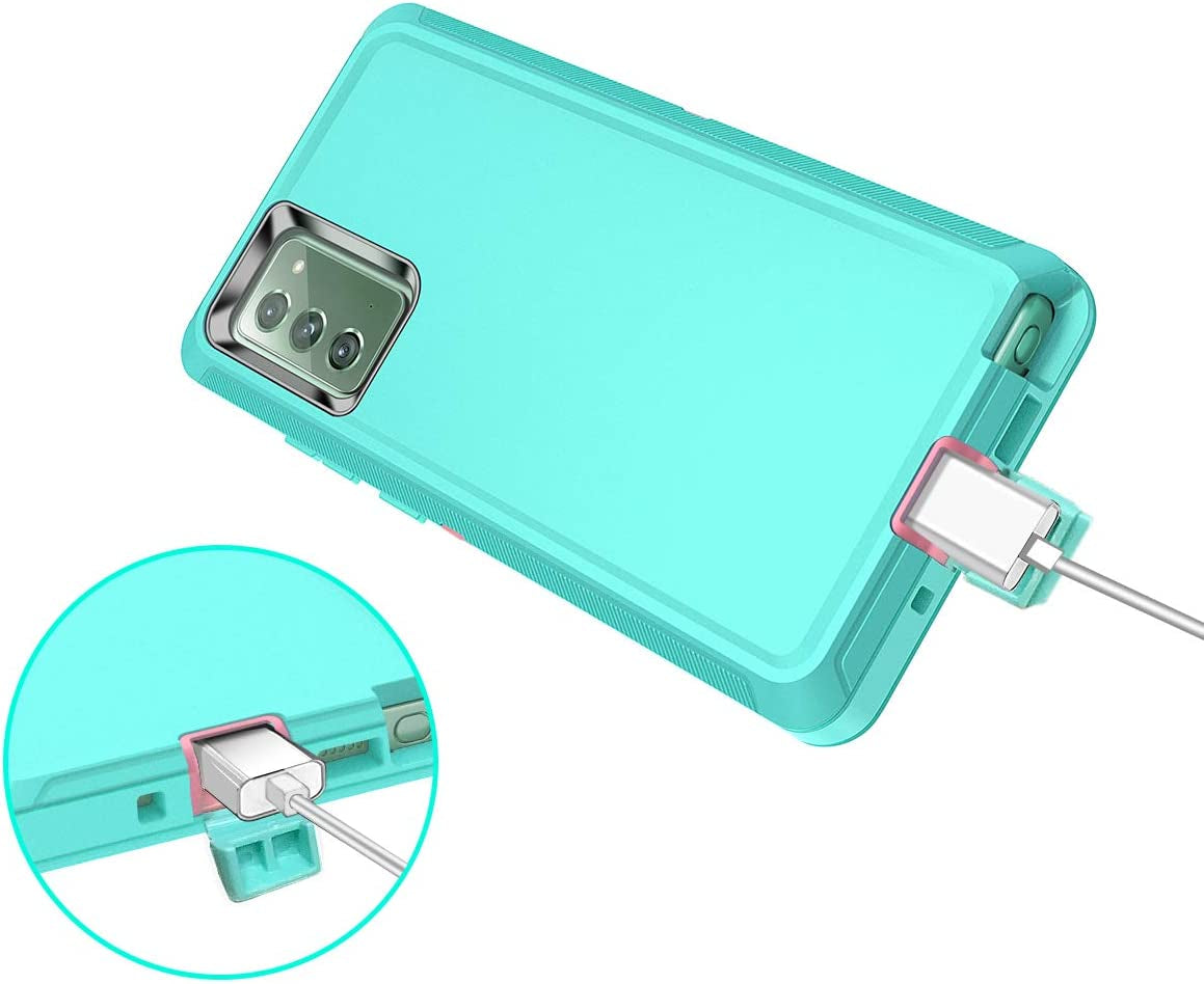 I-HONVA for Galaxy Note 20 Case Shockproof 3 in 1 Full Body Protection [Without Screen Protector] Rugged Heavy Duty Durable Cover Case for Samsung Galaxy Note 20 5G 6.7 Inch, Mint Green/Pink  I-HONVA   