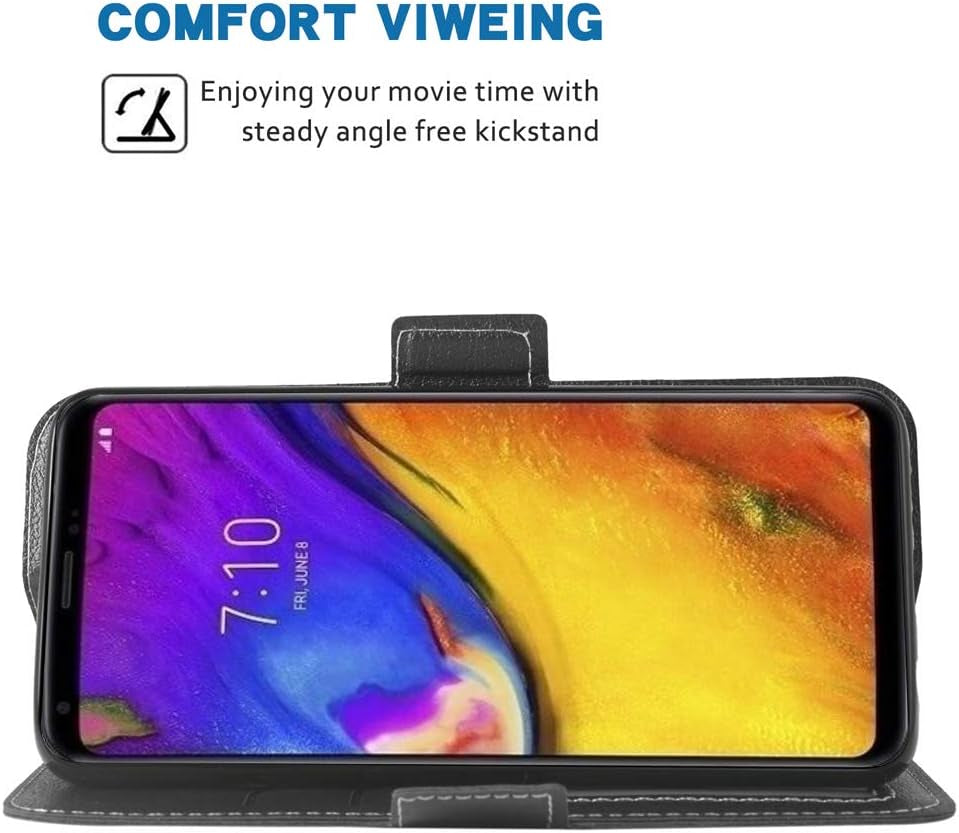 Phone Case for LG V35 Thinq V30 plus Folio Flip Wallet Case,Pu Leather Credit Card Holder Slots Full Body Protection Kickstand Protective Phone Cover for LGV30 LGV35 Thin Q LG30 LG35 V35Thinq Black  WWAAYSSXA   