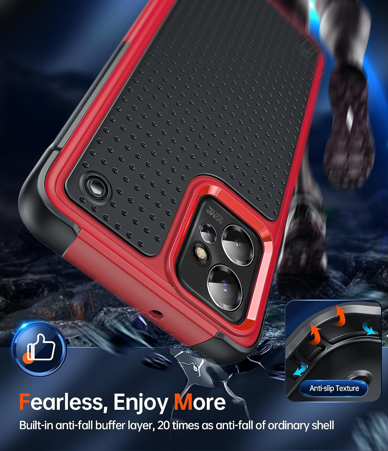 Leyi for Motorola-G-Power Case 2023 (XT2311): Moto G Power Phone Case with HD Screen Protectors, Heavy Duty Dual Layer Hard PC Textured Back & Soft Bumper Cover Case for Motorola G Power 2023, Red  LeYi   