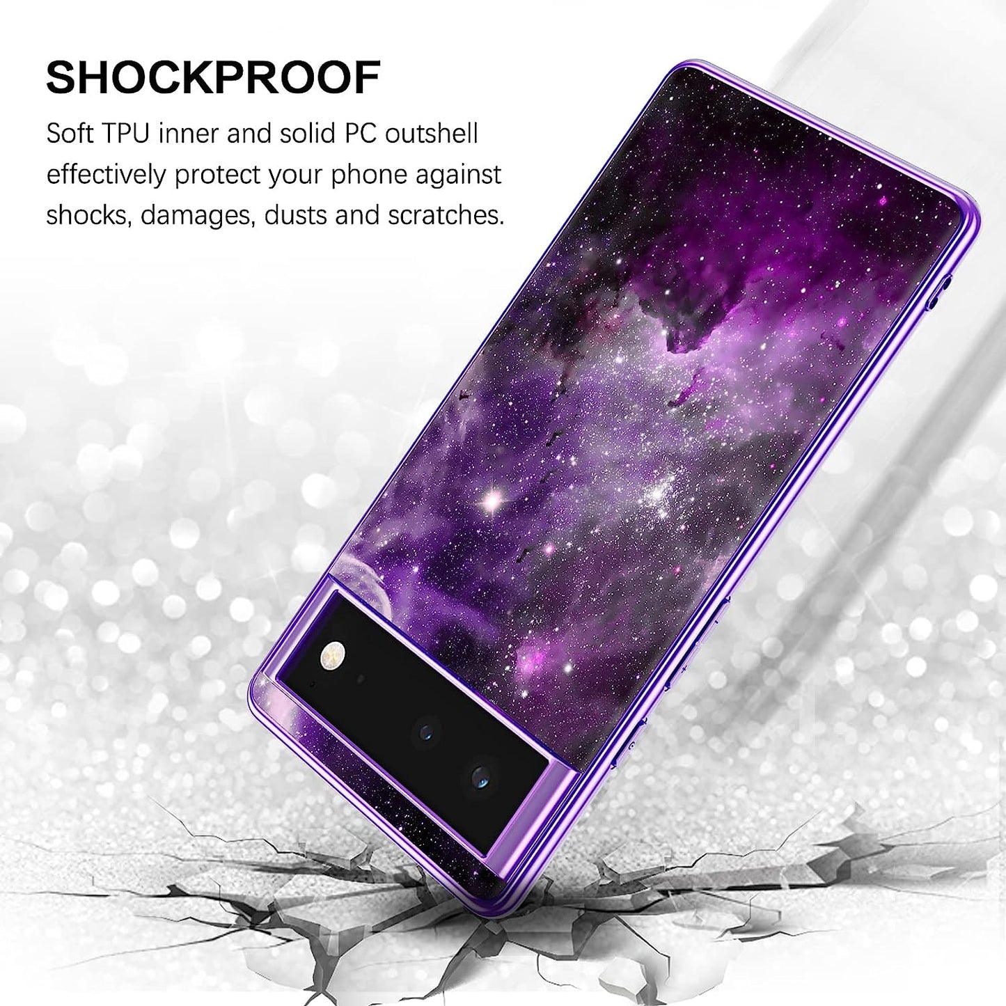 BENTOBEN Pixel 6 Case, Google Pixel 6 Case, Slim Fit Glow in the Dark Soft Flexible Bumper Protective Shockproof anti Scratch Non-Slip Cute Case Cover for Google Pixel 6 (2021) 6.4 Inch, Purple Nebula  BENTOBEN   