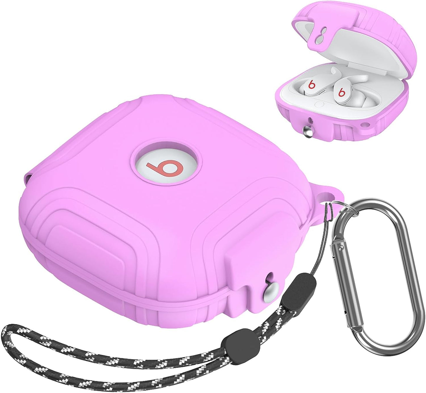 [Lock Buckle] Beats Fit Pro Case Cover, Silicone Protector Case for Apple Beats Fit Pro, Shockproof Beats Fit Pro Earbuds Case, Skin Full Protective Shell with Keychain/Lanyard Accessories (Blue)  UCPOVT Purple  