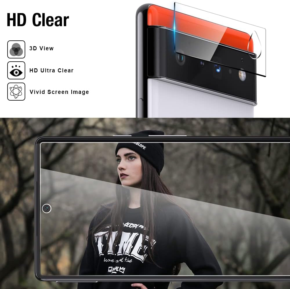 TOCOL [3+3 Pack Compatible for Google Pixel 6 5G 6.4''- 3 Pack Tempered Glass Screen Protector & 3 Pack Glass Camera Lens Protector, Case Friendly, Anti-Scratch [Alignment Tool] [Fingerprint Unlock]  TOCOL   