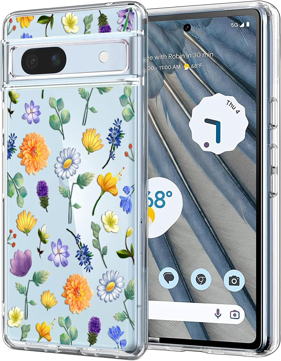 Unov Compatible with Pixel 7A Case Clear with Design Soft TPU Shock Absorption Slim Embossed Pattern Protective Back Cover for Pixel 7A 5G (Flower Butterfly)  Unov Flower Garden Google Pixel 7A 