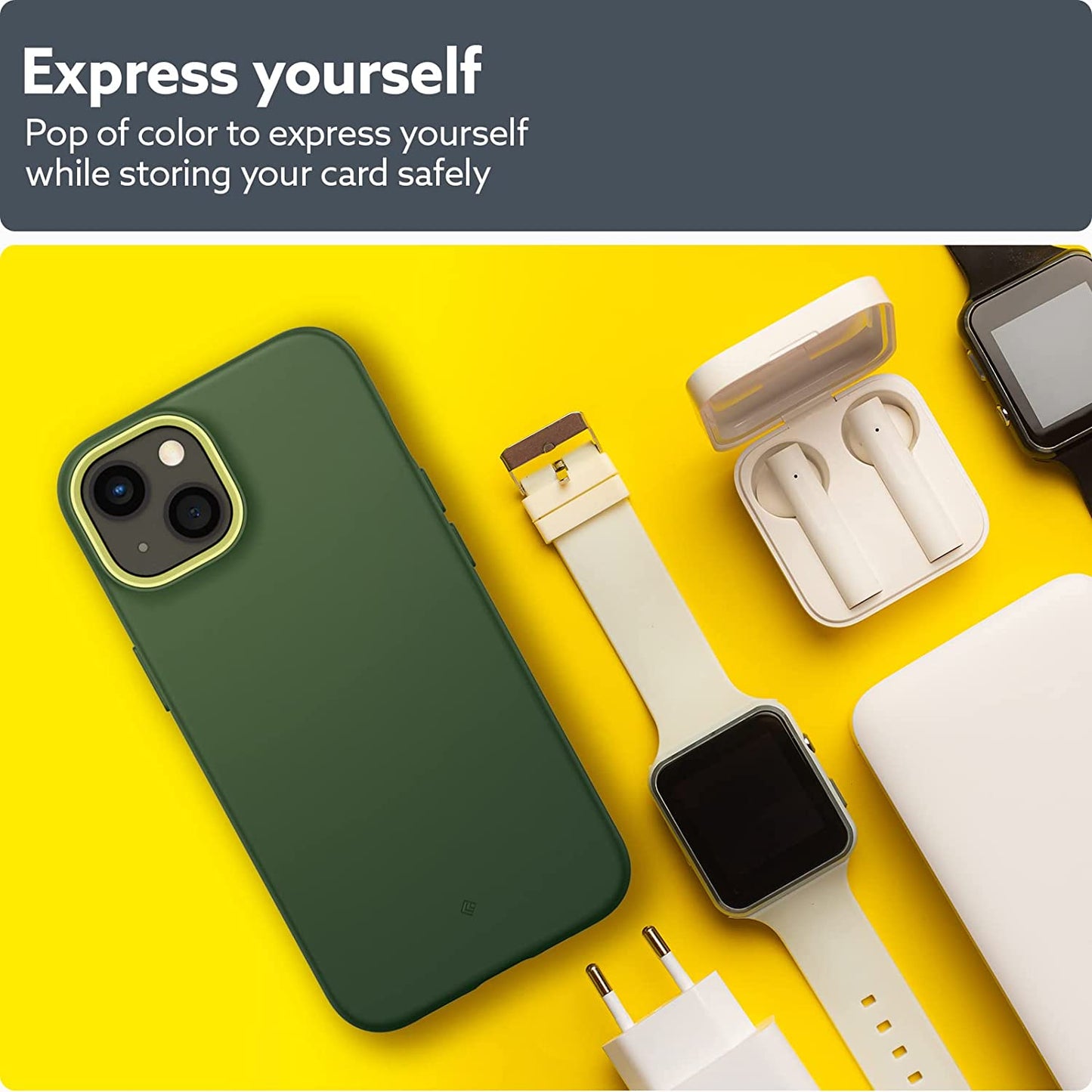 Caseology Nano Pop [Built-In Magnet] Vegan Leather Card Case Magnetic Card Holder Wallet Sleeve Designed for Magsafe for Iphone 14 Series for Iphone 13 Series for Iphone 12 Series - AVO Green  Spigen   