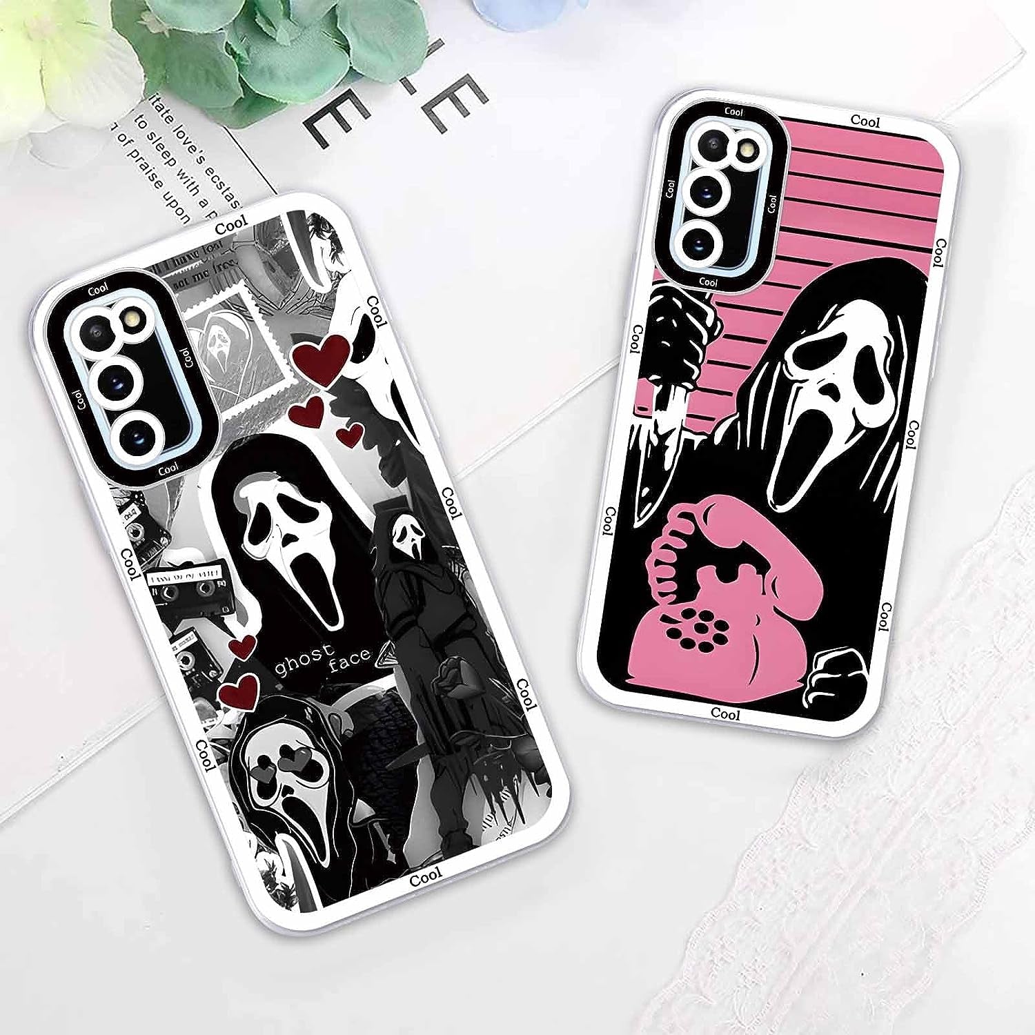 2 × Phone Case for Samsung Galaxy S20/S11E Case Clear 6.2",Scream Horror Movie Printed, Cute Skull Pattern Design Transparent Cases for Women Men Girls, Soft TPU Funda for Samsung S20/S11E,Ghost Face  DZY US   