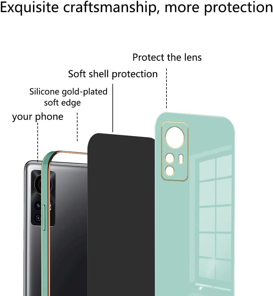 Wousunly Compatible with Redmi Note 12S Case Silicone Pink, Plating Xiaomi Redmi Note 12S Phone Case Shockproof Thin and Soft Cover (Green)  Wousunly   