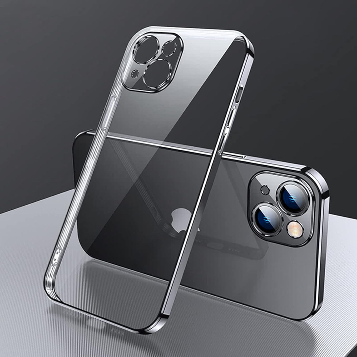 ZEZHOU Iphone 13 Mini Clear Case with Camera Lens Protector, Non Yellow Square Electroplated Edge, Upgraded Shockproof Inner Silicone Bumper Shell, Slim Thin Phone Case for Iphone 13 Mini 6.1", Black  ZEZHOU   