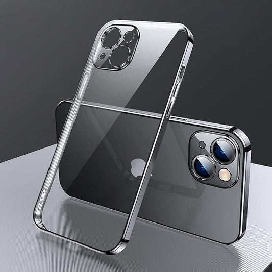 ZEZHOU Iphone 13 Mini Clear Case with Camera Lens Protector, Non Yellow Square Electroplated Edge, Upgraded Shockproof Inner Silicone Bumper Shell, Slim Thin Phone Case for Iphone 13 Mini 6.1", Black  ZEZHOU   